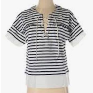 J Crew Sailor Lace Up Blue & White Stripped Shirt